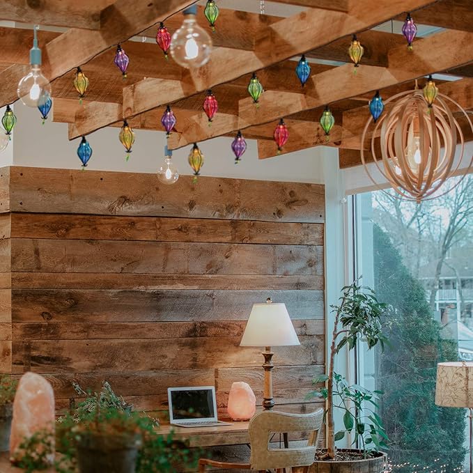 Vigdur Multicolor - Decorative String Lights Plug in with 10 Bulbs Connectable, Indoor Outdoor Patio Lights for Party Wedding Bedroom Bistro Cottagecore Decor