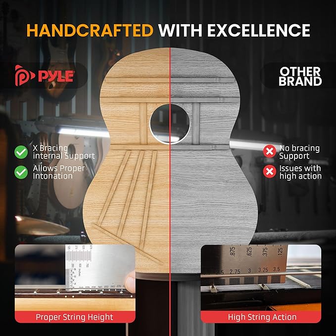 Pyle 6 String Acoustic Guitar, 10 Natural, Left Handed, 36" (PGACLS82LFT.9)
