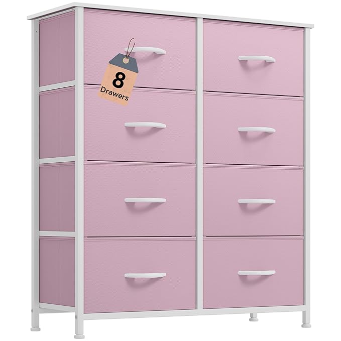 DWVO Fabric Dresser for Room, Tall Storage 8 Drawers, Black Dresser & Chest of Drawers, Storage Drawer Organizer for Closet, Living Room
