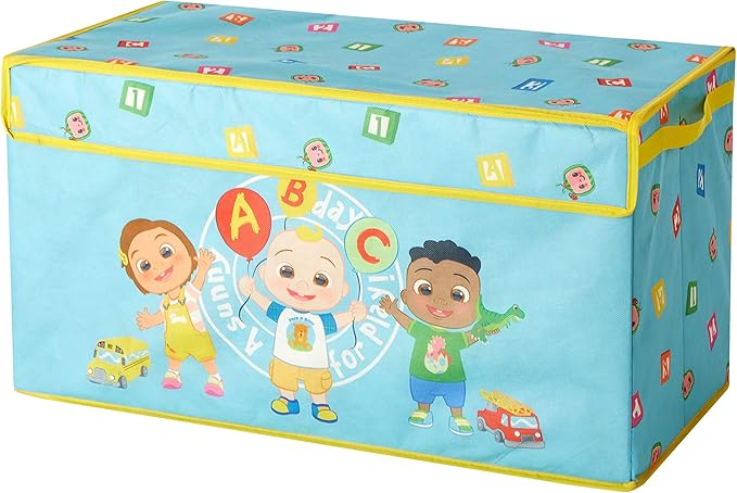Idea Nuova Cocomelon Collapsible Children’s Toy Storage Trunk, Durable with Lid