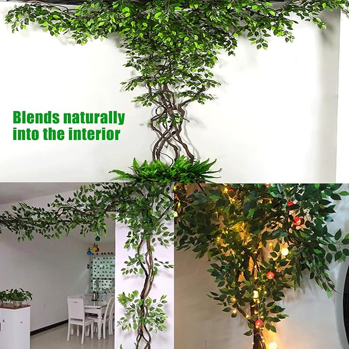 GTIDEA 24PCS Artificial Ficus Leaves Branches Faux Ficus Tree Branches Artificial Greenery Silk Floral Arrangement for Benjamina Tree DIY Wedding Bouquet Summer Wreath Wall Decor (24.04 Inch)