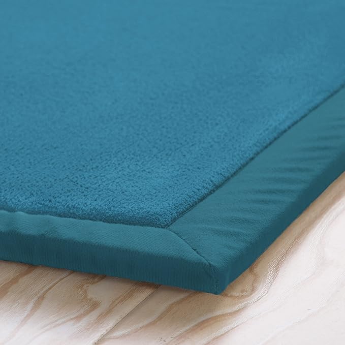 Loartee Nursery Rug Coral Velvet Crawling Rugs Mat Area Rugs Play Crawling Mat(6'8"x9'2", Blue) for Toddler Children Play Mat Yoga Mat Exercise Pads Carpet