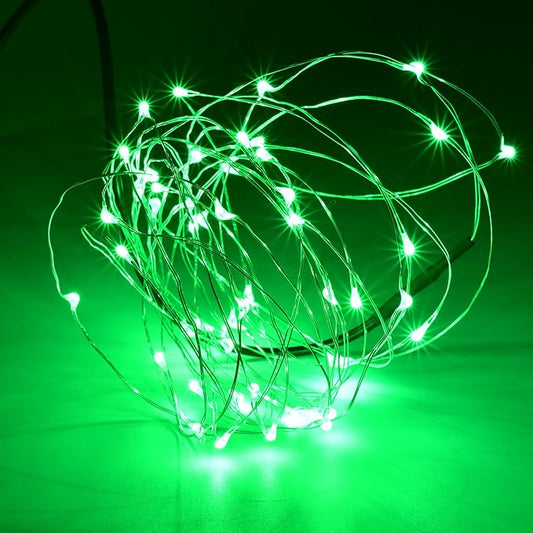 Karlling USB Plug in LED Fairy Lights,5 Packs of 50 LED Bulbs 16 Ft Silver Wire Waterproof Starry String Lights for Bedroom Patio Garden Party Wedding Commercial Lighting (Green)