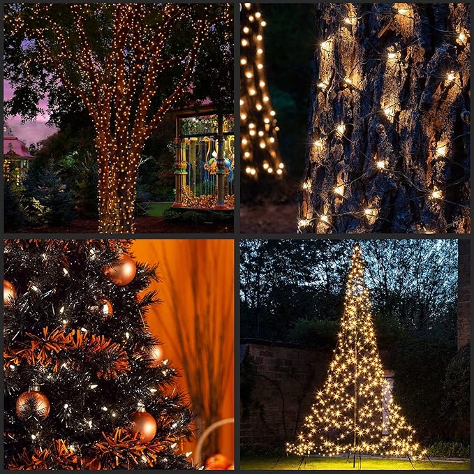 YULETIME Clear Christmas Lights with Black Wire, Pack of 2 Strands 33 Ft 100 Count UL Certified Incandescent Mini String Lights (Clear - Black Wire)