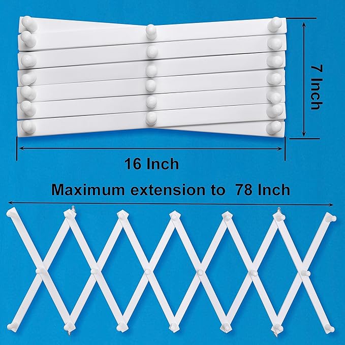 SKOLOO Hat Rack for Wall with 20 Hooks, Solid Wooden, Modern, Expandable Coat Rack Wall Mount for Coats, Hats, Bags, Baseball Caps, White