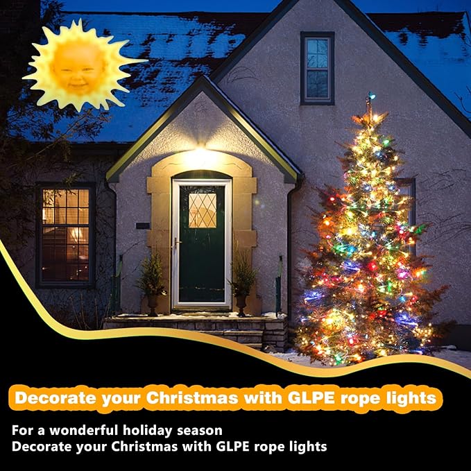 Solar String Lights Outdoor Waterproof LED,66ft 200 LED Rope Lights Solar Powered,8 Modes Multicolor Fairy Lights with Remote for Christmas Garden Patio Deck Backyard Pool Trampoline
