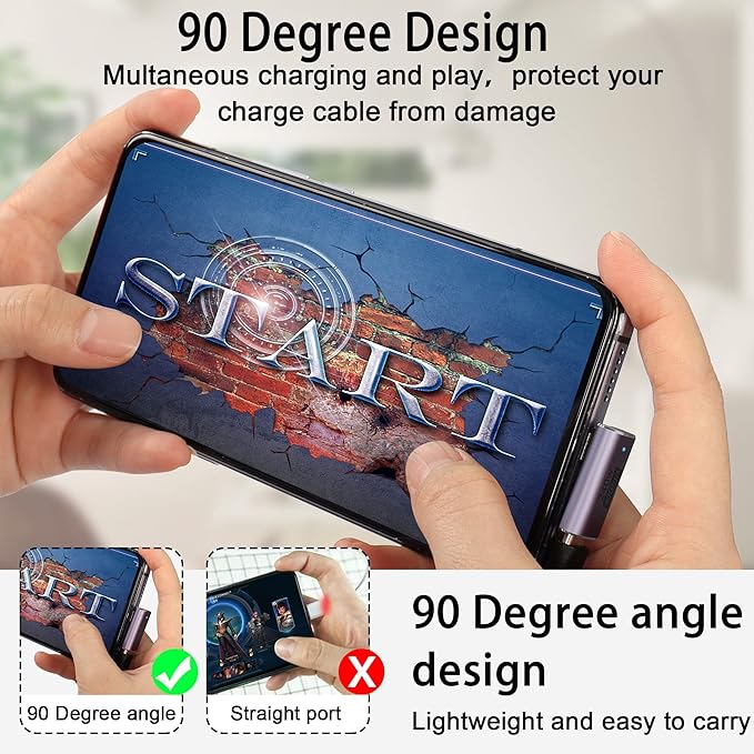 QIANRENON USB4.0 C 90 Degree Angle Adapter 240W 40Gbps Type C 4.0 Male to Female Right Angle Coupler,LED Indicator,8K Audio/Video Transfer,for Smartphone Tablet Steam Deck, 2 Pcs(Vertical Bend)