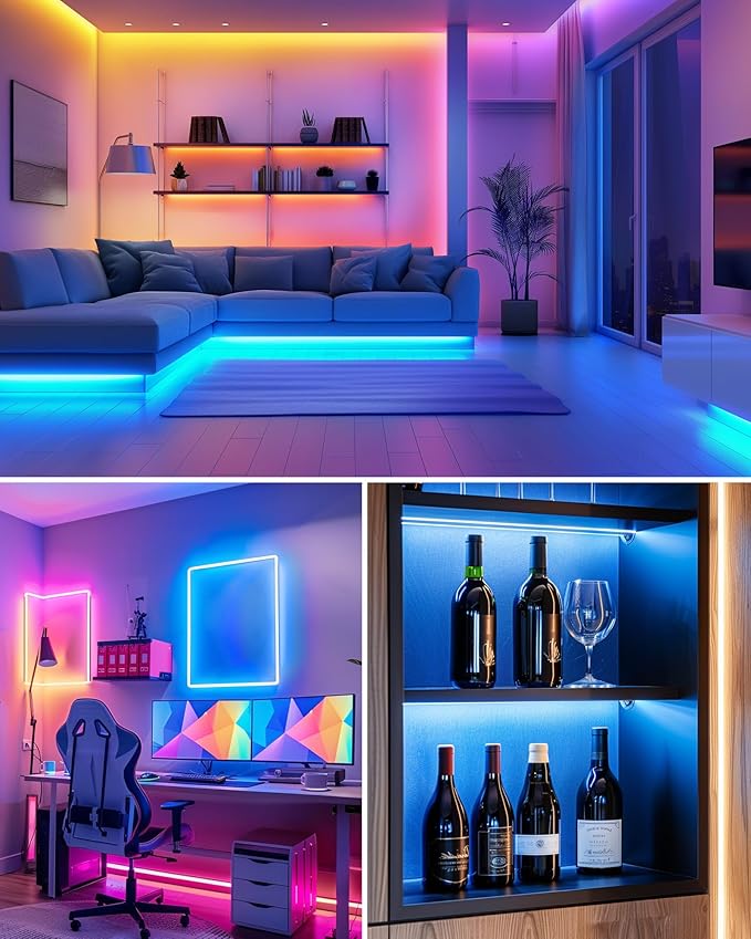 LED Strip Lights, HitLights 4 Pre-Cut 1ft/4ft Small Light Strips Dimmable, RGB 5050 Color Changing LED Tape Light with Remote and UL-Listed Adapter for TV Backlight, Bedroom, Cabinet Shelf Display