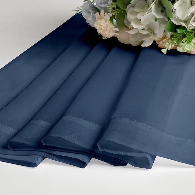 Aiyufeng Navy Blue Sheer Curtains 45 inch Length 2 Panels Set for Farmhouse Kitchen Room, Elegant Light Filtering Voile Window Treatments, Each is 40W x 45L Inches