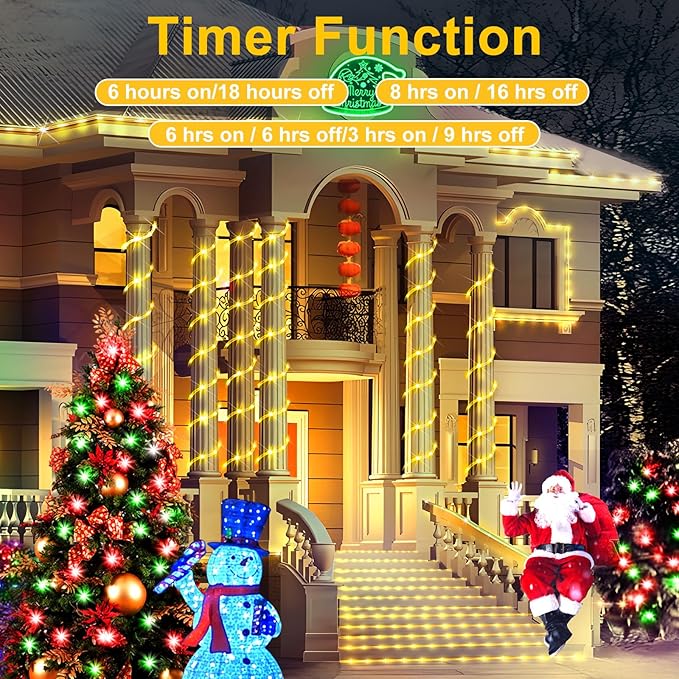 KNONEW 328FT 1000LED Rope Lights for Outside,Outdoor String Lights Waterproof 8 Modes Clear Tube Light for Indoor,Bedroom,Wedding,Garden,Patio,Christmas,Tree,Rv,Holiday Decoration(Warm White)