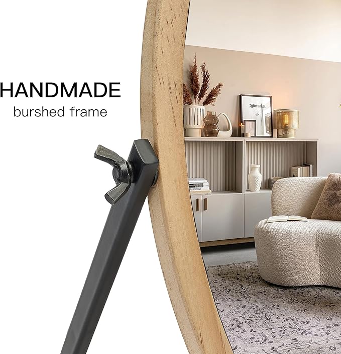 Generic Vanity Makeup Table Mirror - Desk Mirrors 360 Adjustable Rotation,Wood Framed Small Standing Mirror for Bedroom,Tabletop,Office,Antique,Dresser,Countertop 11.8'' x 7.8''