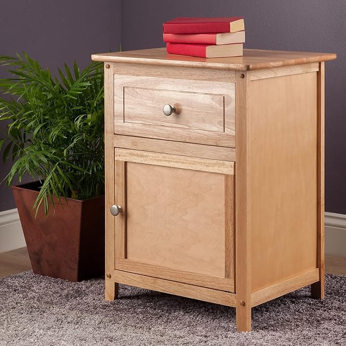 Winsome 25 x 18.9 x 14.96-Inch Composite Wood End/Night Table with Satine Nickel Knob, Natural (81115)