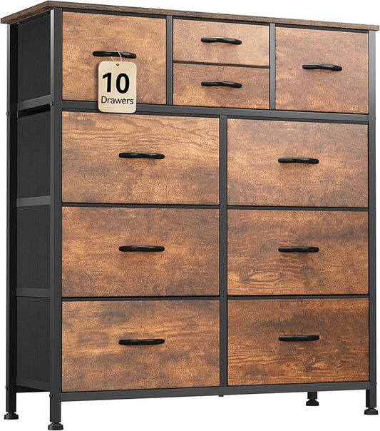 YITAHOME 10 Drawer Dresser, Dresser for Bedroom, Fabric Storage Dresser, Chest of Drawers for Living Room, Hallway, Closets - Sturdy Steel Frame, Wooden Top & Easy Pull Fabric Bins