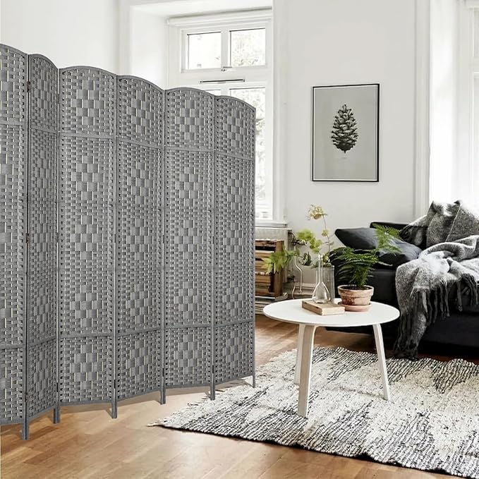 Rose Home Fashion 6 ft Tall Room Divider, Room Dividers and Folding Privacy Screens, 15.7in Privacy Screen 6 Panel Partition Temporary Wall Separation for Private, Grey