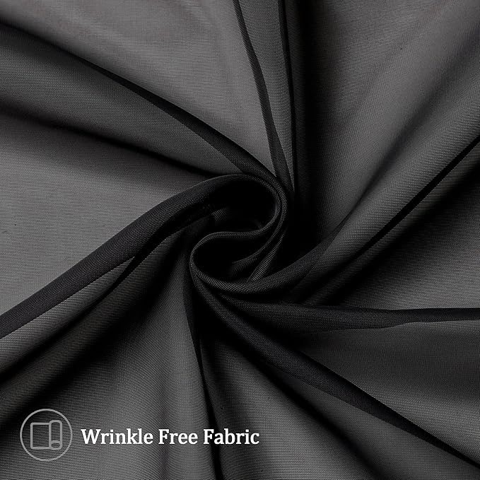 Aiyufeng Black Curtains - Farmhouse Semi Sheer Window Covering, Light & Airy Privacy Panels for Bedroom, Living Room, Patio, Glass Door, 40 inch Width x 45 inch Length, Set of 2