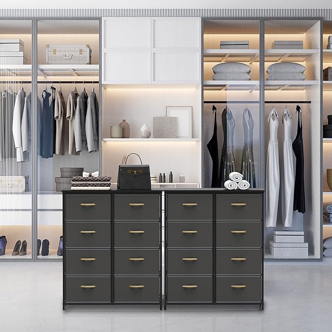 SIMPLE HOUSEWARE 8 Drawer Wide Dresser Tall Storage Tower, Dark Grey