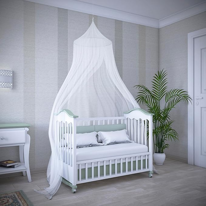 Trademark Global Mosquito Repelling Net for Beds, Hammocks, and Cribs - Insect Protection Hanging Canopy for Camping with Large Screen Opening by Lavish Home - 75-31215 , White