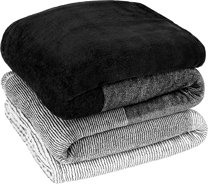 Pavilia Black Ombre Fleece Blanket for Twin Size Bed, Soft Plush Lightweight Cozy Microfiber Gift Decorative Blanket, 60x80