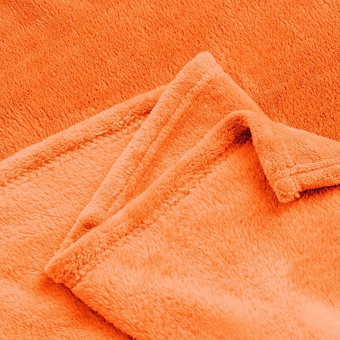BEDELITE Fleece Blankets Queen Size Orange Throw Blankets for Bed, Luxury Plush Cozy Fuzzy Blanket 90x90 inches, Super Soft & Warm Blankets for All Seasons