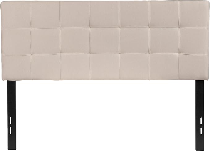 Flash Furniture Bedford Box Stitch Tufted Upholstered Full Size Headboard in Beige Fabric
