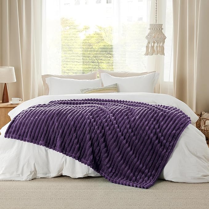 Bedsure GentleSoft Purple Fleece Blanket for Couch - Cozy Soft Blankets for Women, Cute Small Throws for Girls, 50x60 Inches