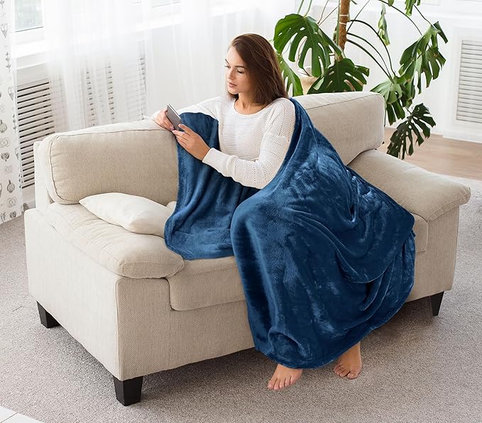 Utopia Bedding Fleece Blanket Throw Size Royal Blue 300GSM Luxury Anti-Static Fuzzy Soft Microfiber Blanket for Couch, Sofa and Bed (60x50 Inch)