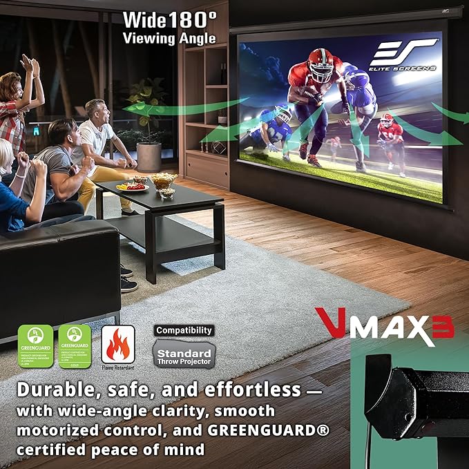 Elite Screens VMAX 3, 150-INCH 16:9, Electric Projector Screen Home Theater Gaming, VMAX150XWH3