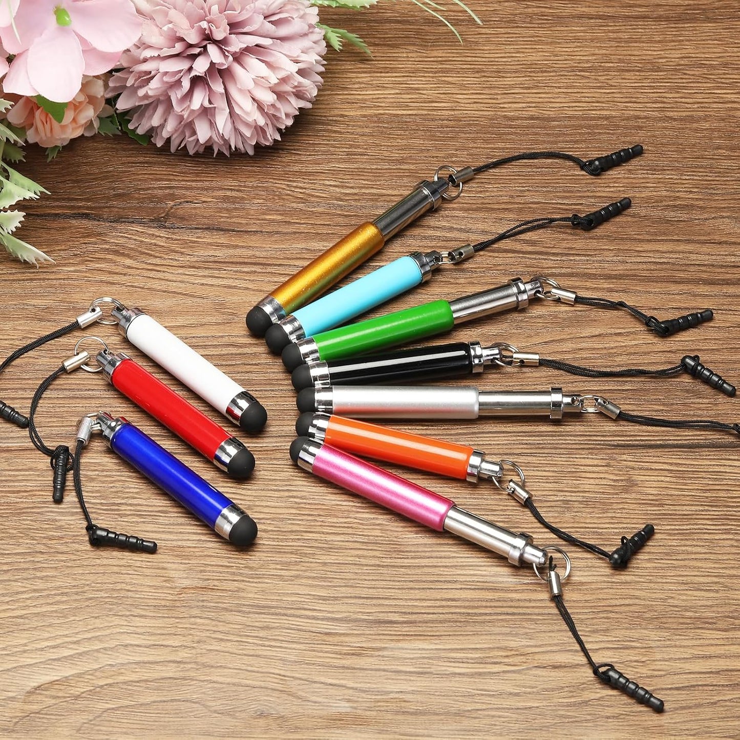 MECCANIXITY 5pcs Metallic Stylus Pen Retractable Aluminum Alloy Mini Capacitive Pens for Touch Screen Devices