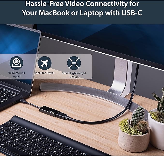 StarTech.com USB-C to HDMI Video Adapter Converter - 4K 30Hz - Thunderbolt 3 Compatible - USB 3.1 Type-C to HDMI Monitor Travel Dongle Black (CDP2HD)