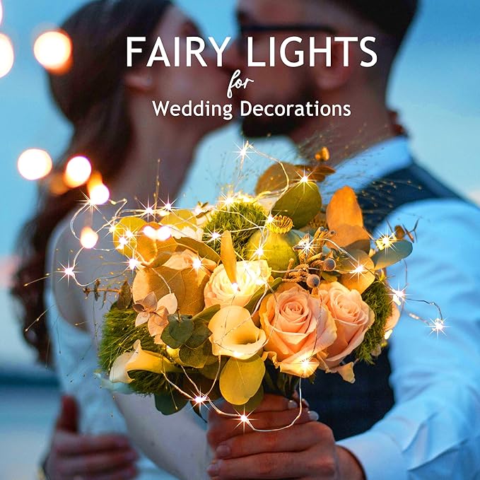 SmilingTown 15 Packs 20 LED Fairy Lights Battery Operated - 6.6FT Silver Copper Wire Waterproof Starry String Light for DIY Party Christmas Costume Wedding Easter Table Decorations (Warm White)