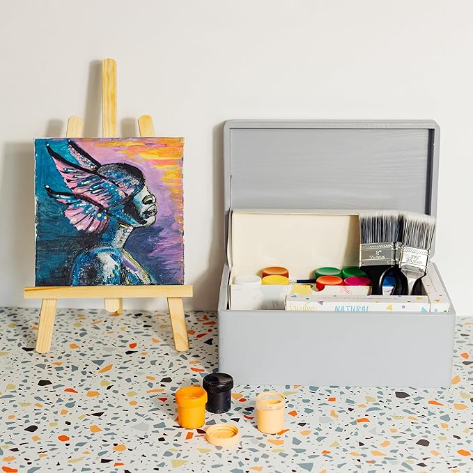 Large Grey Wooden Box Storage with Hinged Lid | 11.8 x 7.87 x 5.51 inches (+-0.5) | Gift Box Storage | Product NOT Intended for 15 Years OR Below