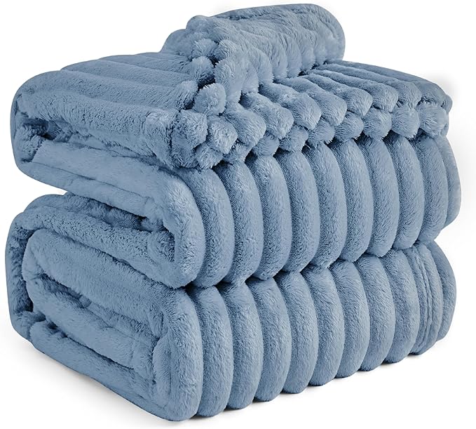 Bedsure GentleSoft Blue Full Blanket for Couch - Cozy Soft Blankets for Women, Cute Small Fleece Throws for Girls, Birthday Gifts for Women Decor Gifts, Ashley Blue, 84x90 Inches