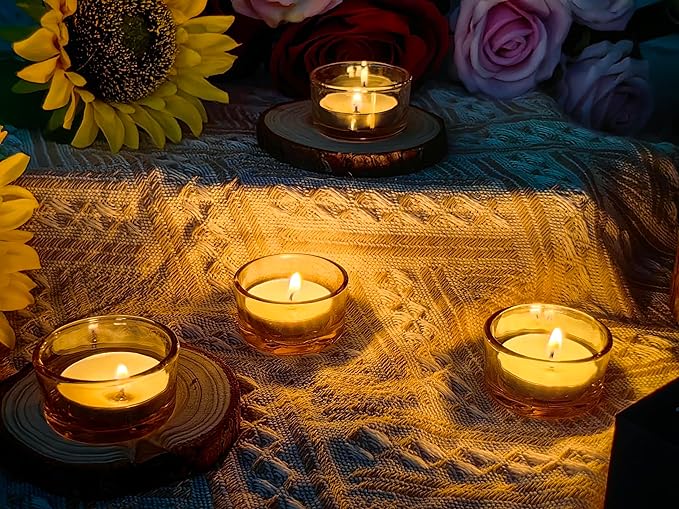 GOLDEAL 30 Pcs Gold Glass Small Tealight Candle Holders-Tea Candle Holders Bulk - Perfect for Weddings, Parties, Dinners - Ideal for 1.5" Standard Tealights and Candle Moulds…