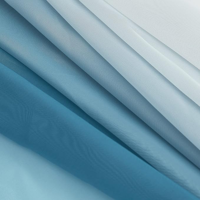 NICETOWN Wedding Decoration Voile Sheer Window Scarf, Dusty Blue Wedding Draping Curtains Aisle Runner Decoration Bed Canopy for Ceremony/Wooden Arch, 2 Panels, W60 x L216