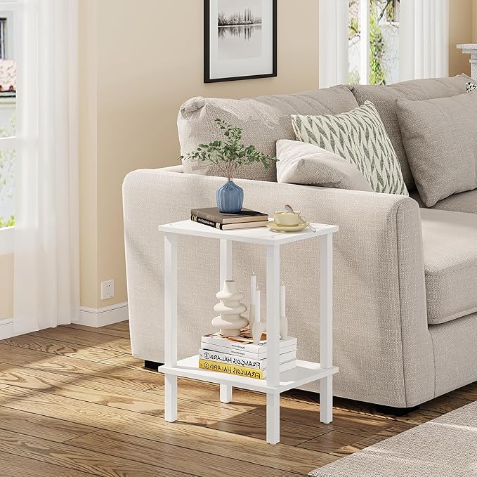 TUTOTAK End Table, Side Table, Nightstand, 2-Tier Storage Shelf, Sofa Side Table for Small Space, Living Room, Bed Room V1TB01BW034