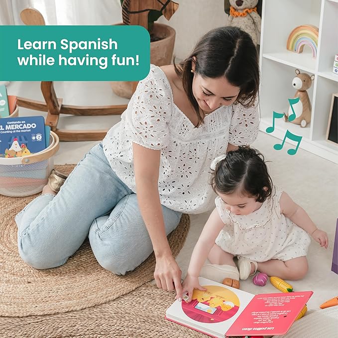 Binibi Spanish Musical Book for Babies & Toddlers 1-3 Los Pollitos Dicen & Other Nursery Rhymes | Spanish Learning for Kids | Bilingual Children's Book | Sound Book | Libro en español para bebés
