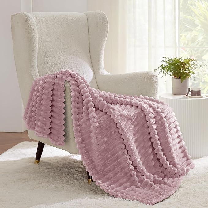 Bedsure GentleSoft Pink Fleece Blanket for Couch - Cozy Soft Blankets for Women, Cute Small Throws for Girls, 50x70 Inches