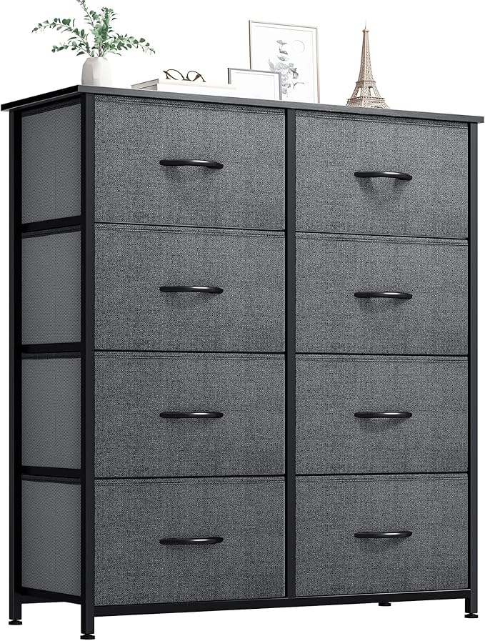 YITAHOME Storage Tower Unit with 8 Drawers - Fabric Dresser with Large Capacity, Organizer Unit for Bedroom, Living Room & Closets - Sturdy Steel Frame, Wooden Top & Easy Pull Fabric Bins