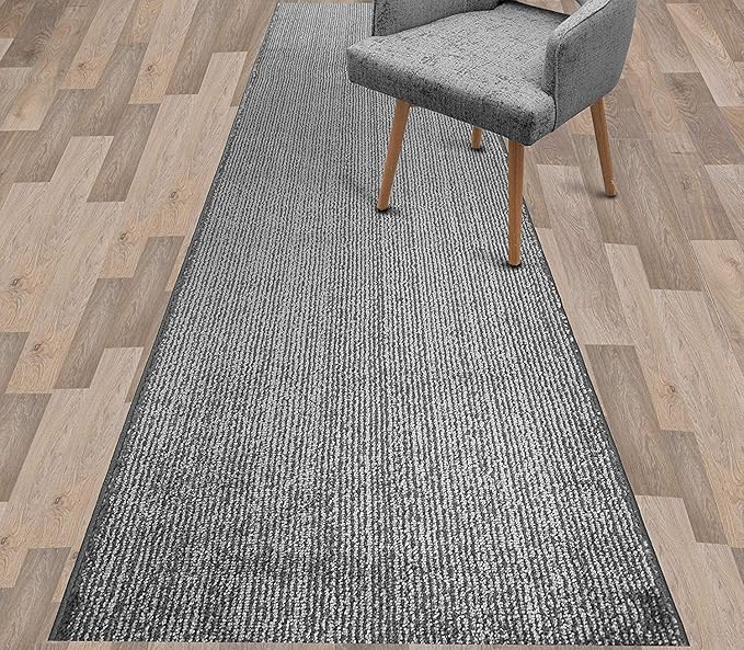 Custom Length Cut to Size Wide Width Carpet Runner Rug for Hallways, Skid Resistant Latex Rubber Backed, 31 inch Wide X Customized Length, Stripe Grey, 31 inch X 22 feet