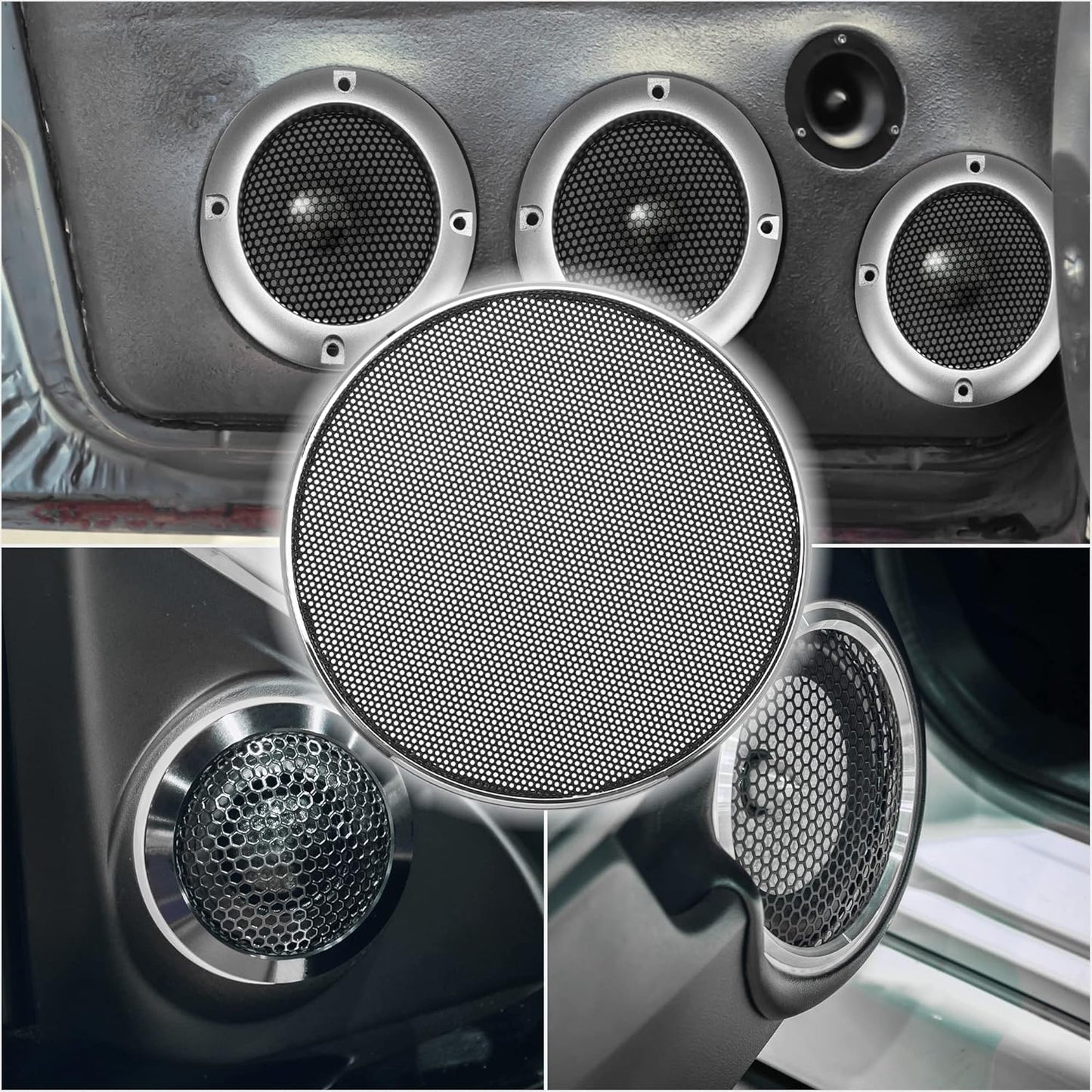 X AUTOHAUX 4 Inch Car Metal Audio Speaker Grill Cover Mesh Woofer Horn Guard Decorative Protector (Silver Tone)