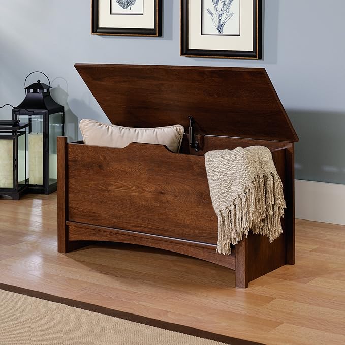 Sauder Shoal Creek Storage Chest, Toy Storage Chest for Living Room, Storage Trunk, in Oiled Oak