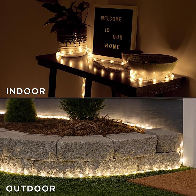 UltraPro LED Rope Lights, 25ft Classic Clear Rope, Warm White Light 3000K, Indoor/Outdoor, Flexible, Linkable, Durable, Rope Lights Outdoor, 54504 (Pack of 6)