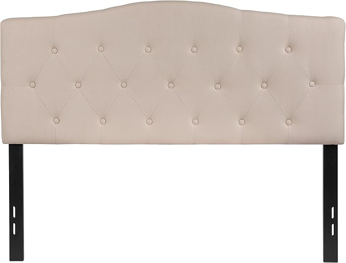 Flash Furniture Cambridge Button Tufted and Diamond Stitched Upholstered Full Size Headboard in Beige Fabric