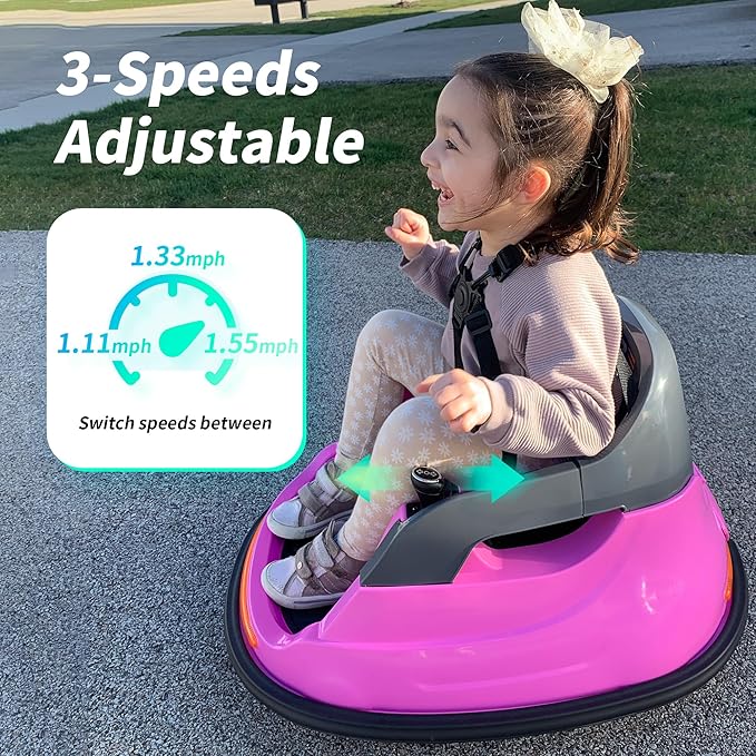 Baby Bumper Car, 6V Electric Kids Bumper Car for Toddlers with Remote Control, Bluetooth - Hot Pink