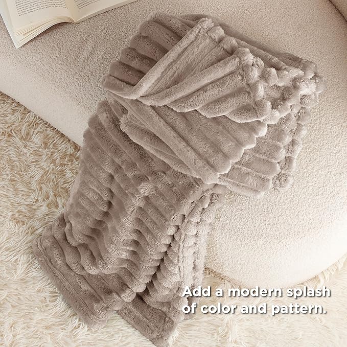 Bedsure GentleSoft Mocha Meringue Fleece Blanket for Couch - Cozy Soft Blankets for Women, Cute Small Throws for Girls, 60x80 Inches