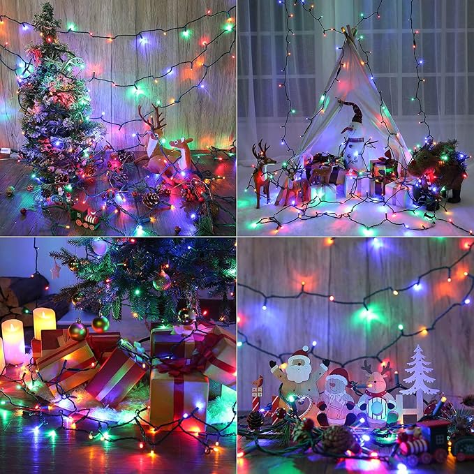 Brizled Multi Color Christmas Lights, 33ft 100 LED Christmas Tree Lights, 5mm Wide Angle Xmas Light, Connectable 120V UL Certified Xmas Light String for Tree Party Wedding Home Indoor Outdoor Decor