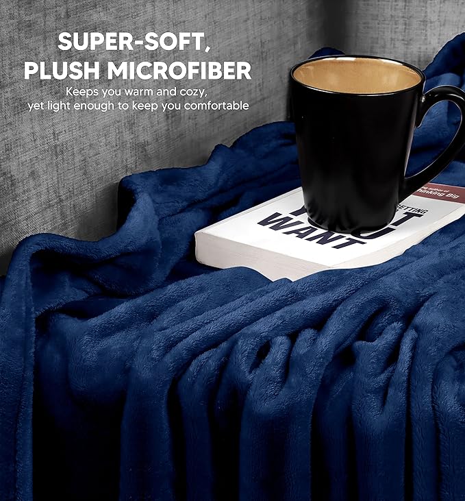 Utopia Bedding Fleece Blanket Throw Size Navy 300GSM Luxury Anti-Static Fuzzy Soft Microfiber Blanket for Couch, Sofa and Bed (60x50 Inch)