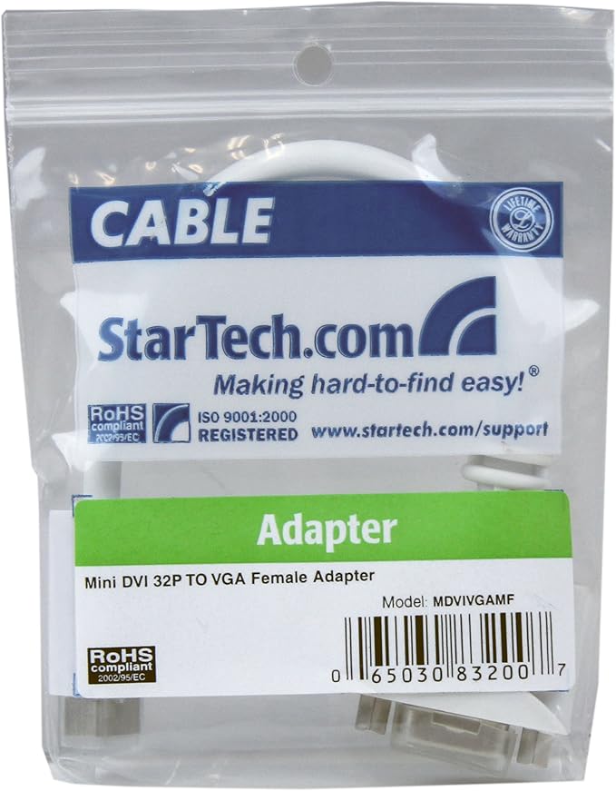 StarTech.com Mini DVI to VGA Video Cable Adapter for Macbooks and iMacs - Video Adapter - mini-DVI (M) to HD-15 (VGA) (F) - 7.9 in - White - MDVIVGAMF