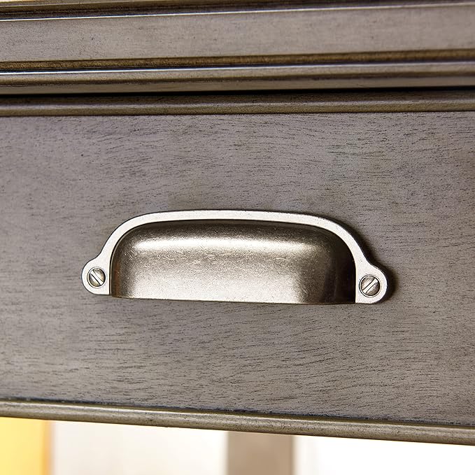Laurent Narrow Solid Wood Side End Table with Shelf and Drawer, Smoke Gray Wash – Leick Home, 10506-GR