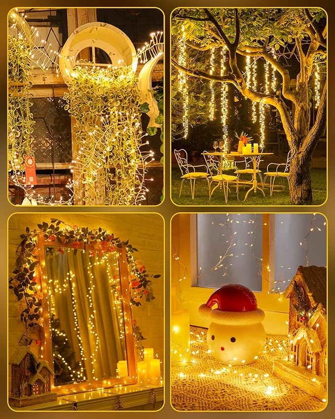 Fairy Lights Battery Operated, 60 LED Fairy String Lights Waterproof Silver Wire 5 Feet Firecracker Starry Light for DIY Wreath Home Wedding Party Bedroom Mason Jar Holiday Christmas Decorations
